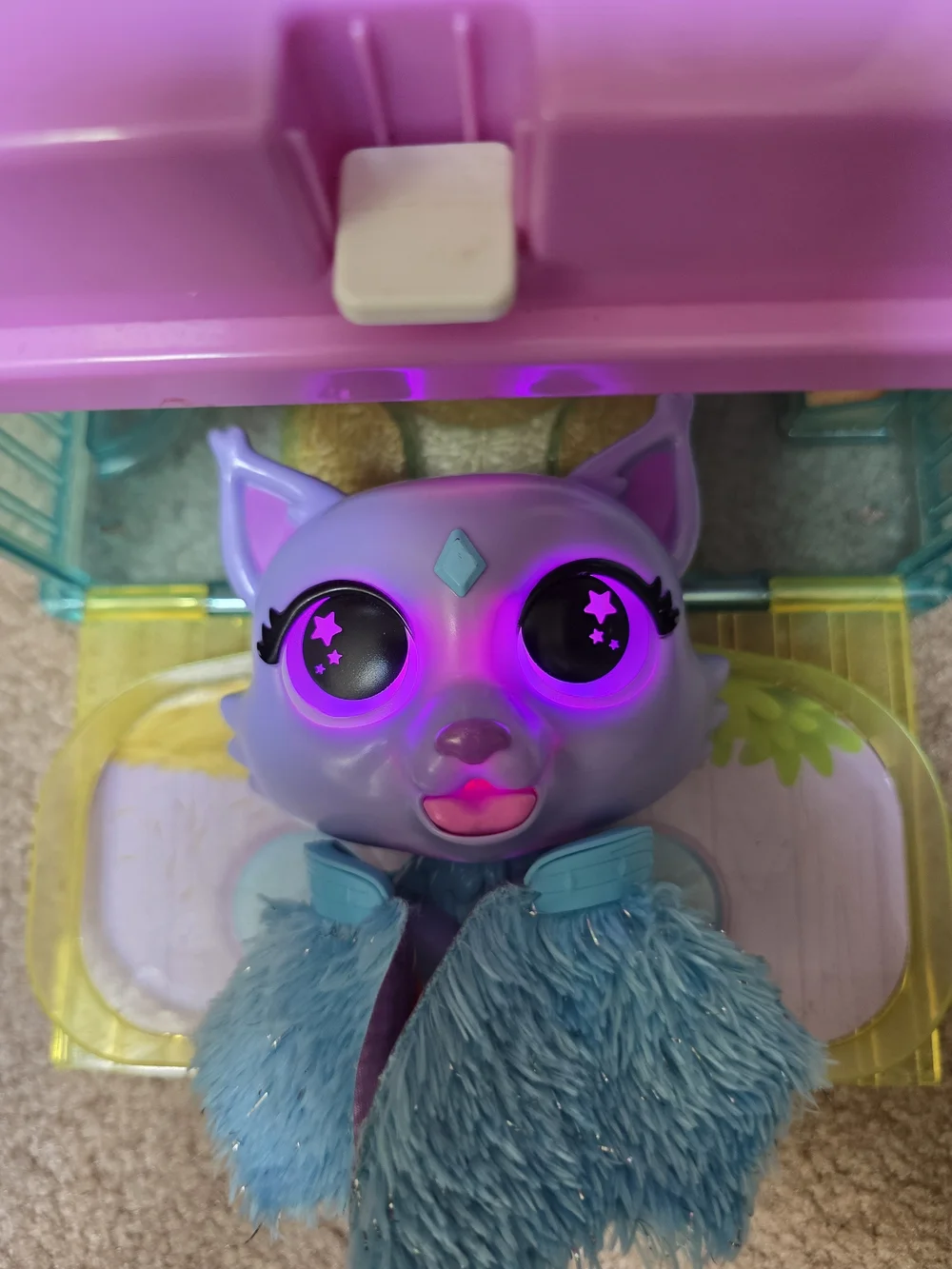 FurReal Pet Flitter Kitten Interactive Toy Lights Up Works & Carrier